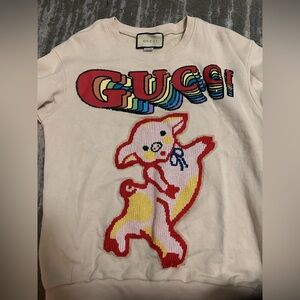 Gucci Beige Top with Multicolor Design